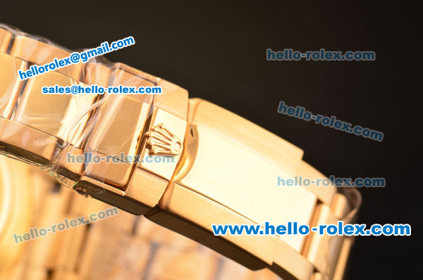 Rolex Daytona Swiss Valjoux 7750-SHG Automatic Gold Case/Strap with Black Dial and Diamond Markers - Click Image to Close